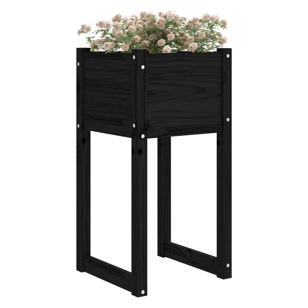 Plantekasse svart 40x40x81 cm heltre furu