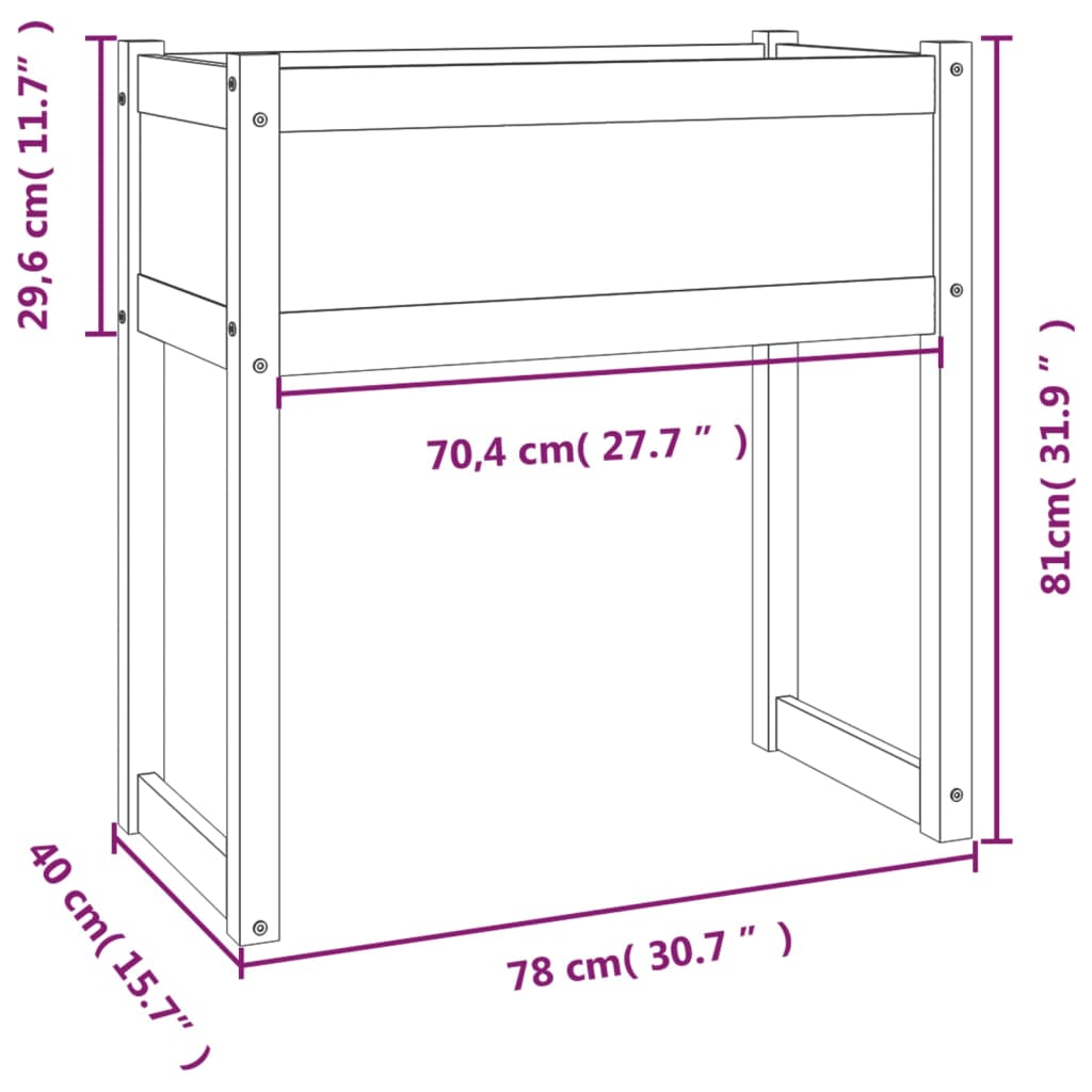 Plantekasse 78x40x81 cm heltre furu