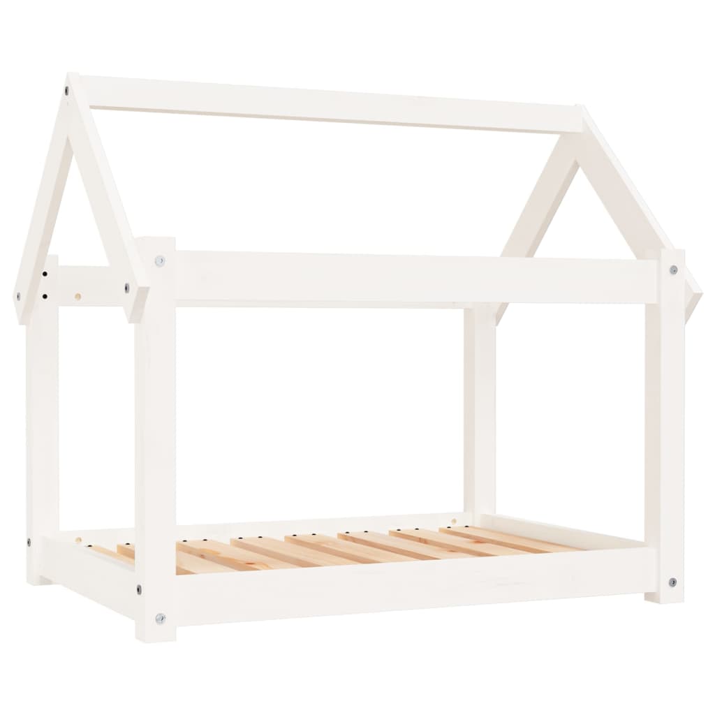 Hundeseng hvit 81x60x70 cm heltre furu