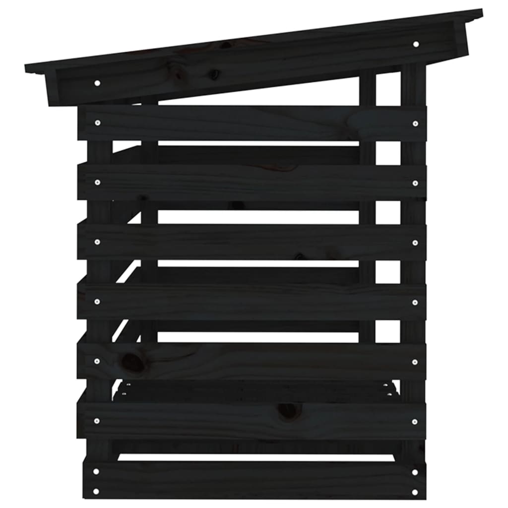 Vedstativ svart 108x73x79 cm heltre furu
