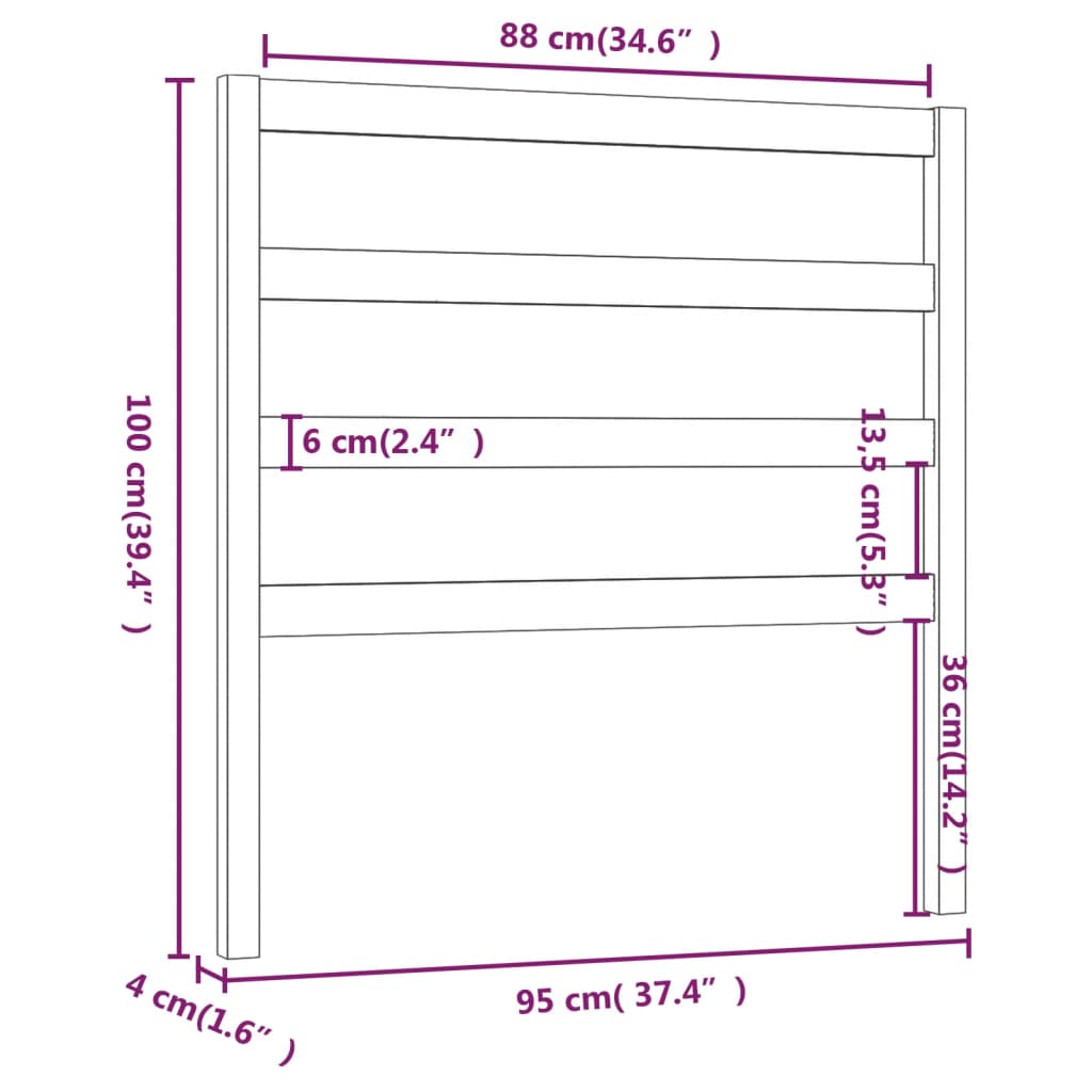 Sengegavl 95x4x100 cm heltre furu