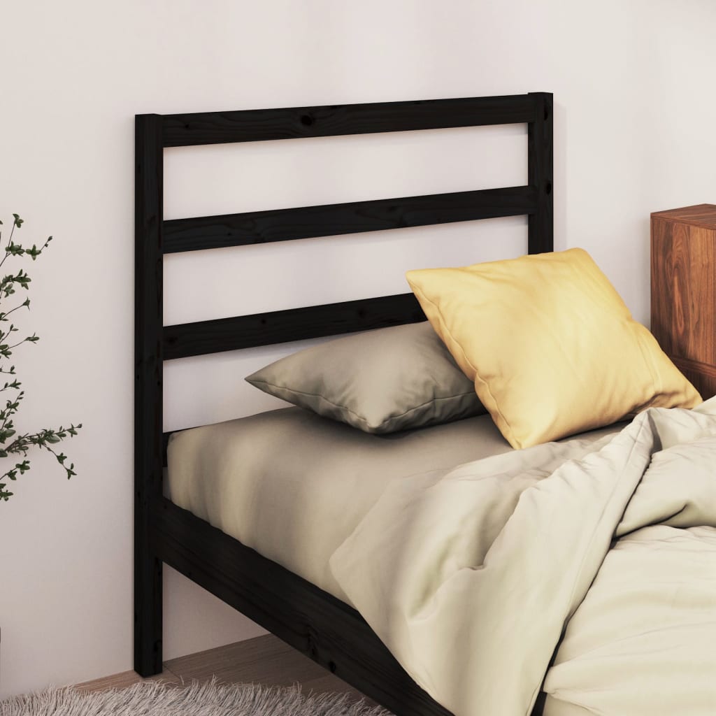 Sengegavl svart 95x4x100 cm heltre furu