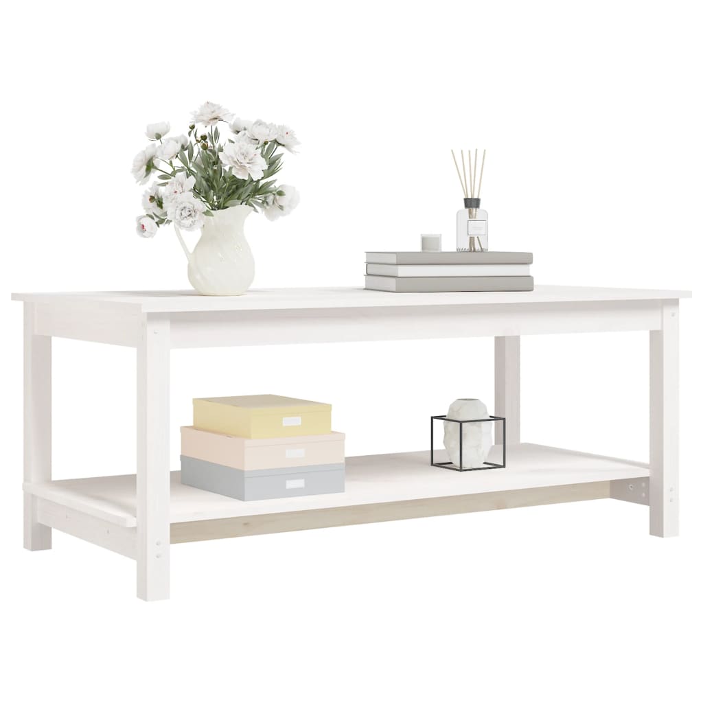 Salongbord hvit 110x55x45 cm heltre furu
