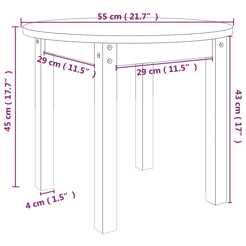 Salongbord Ø 55x45 cm heltre furu