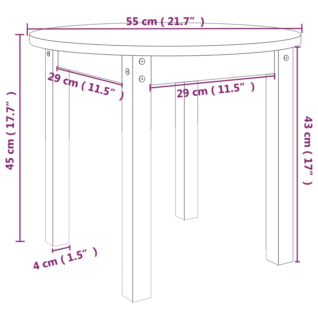 Salongbord honningbrun Ø 55x45 cm heltre furu