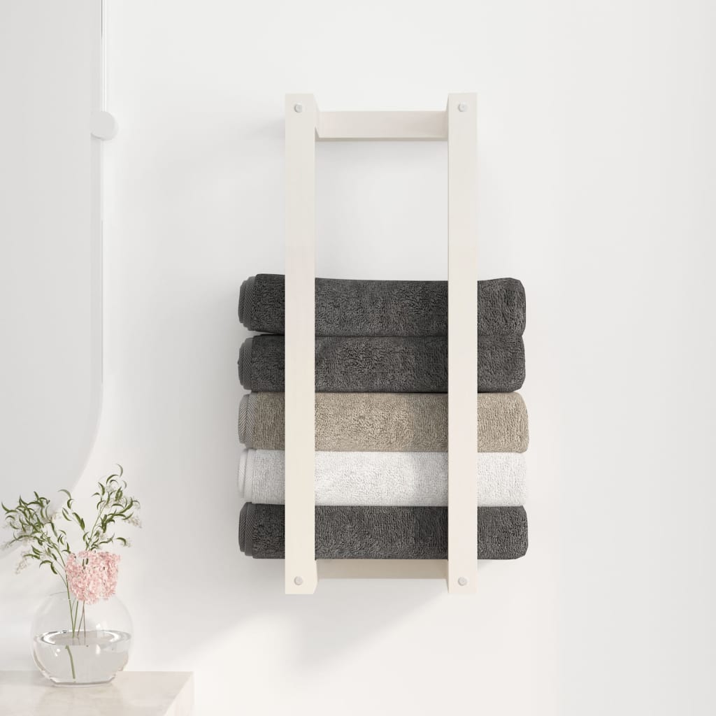 Håndklestativ hvit 23x18x60 cm heltre furu