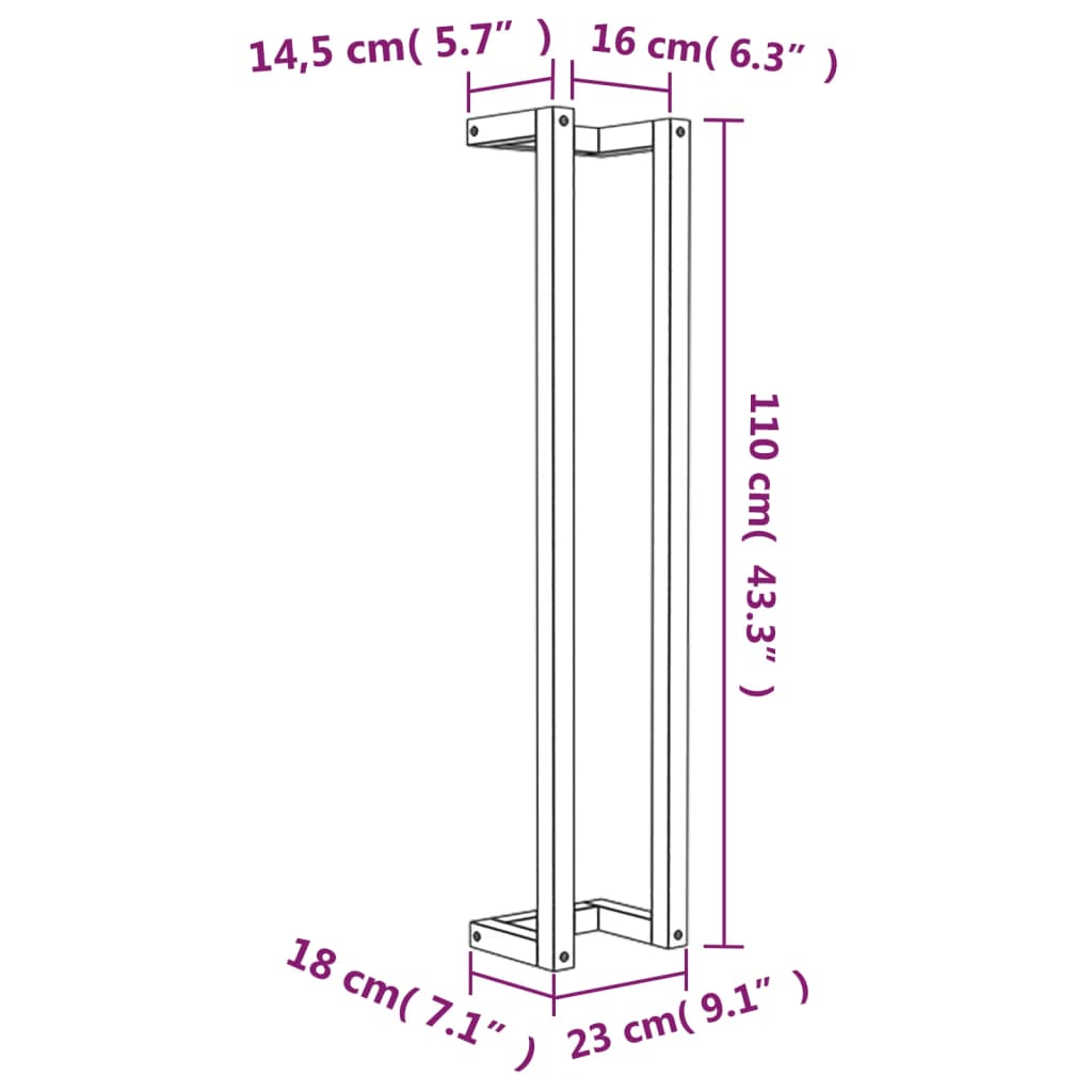 Håndklestativ hvit 23x18x110 cm heltre furu