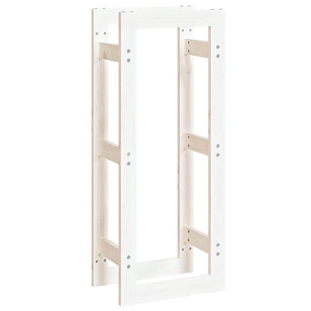 Vedstativ hvit 41x25x100 cm heltre furu