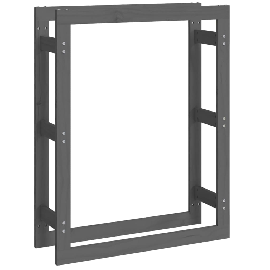 Vedstativ grå 80x25x100 cm heltre furu