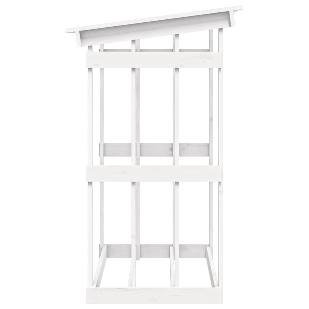 Vedstativ hvit 108x64,5x109 cm heltre furu