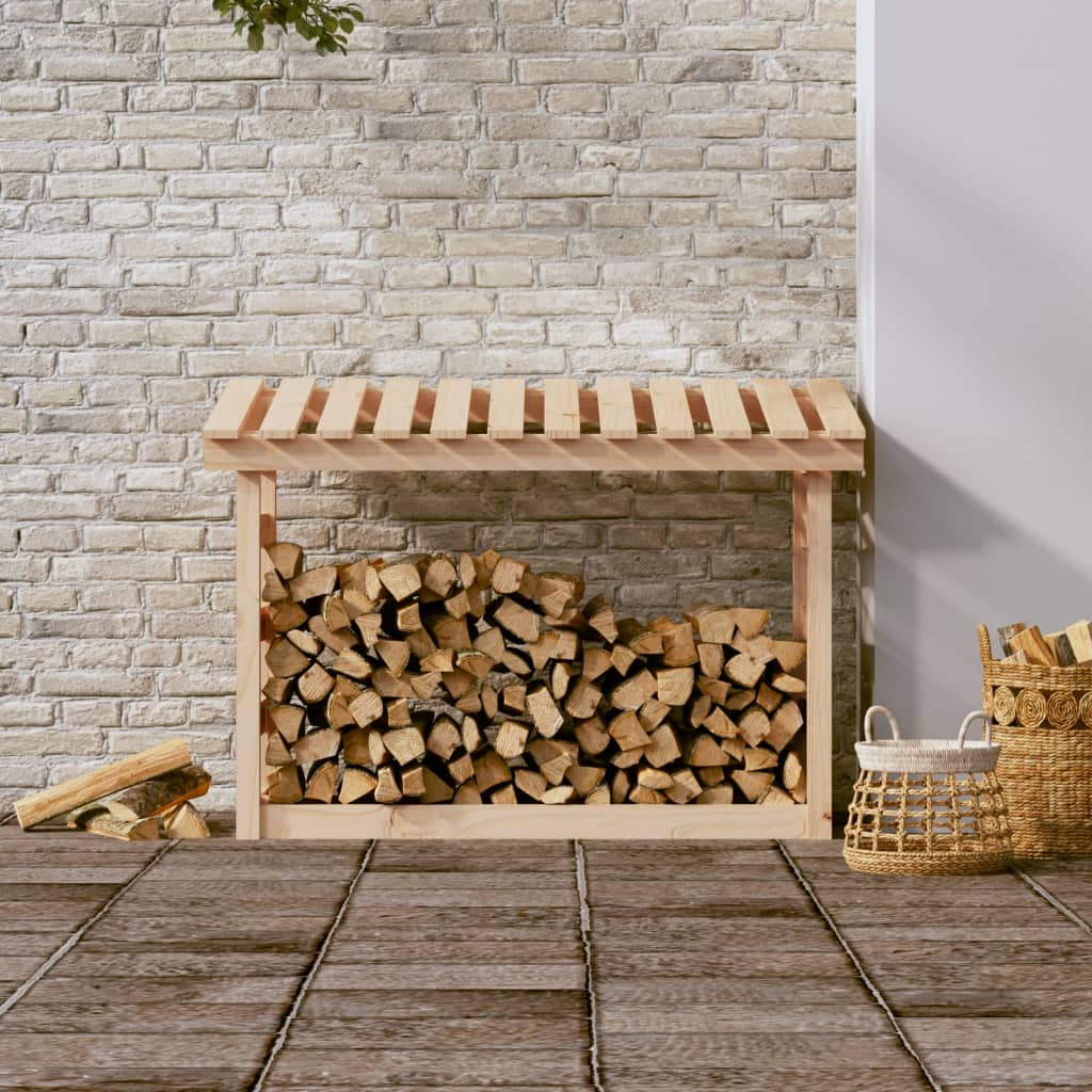 Vedstativ 108 x 64,5 x 78 cm heltre furu
