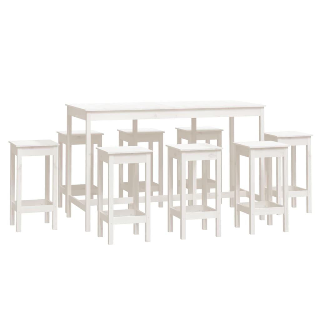 Barsett 9 deler hvit heltre furu vidaXL