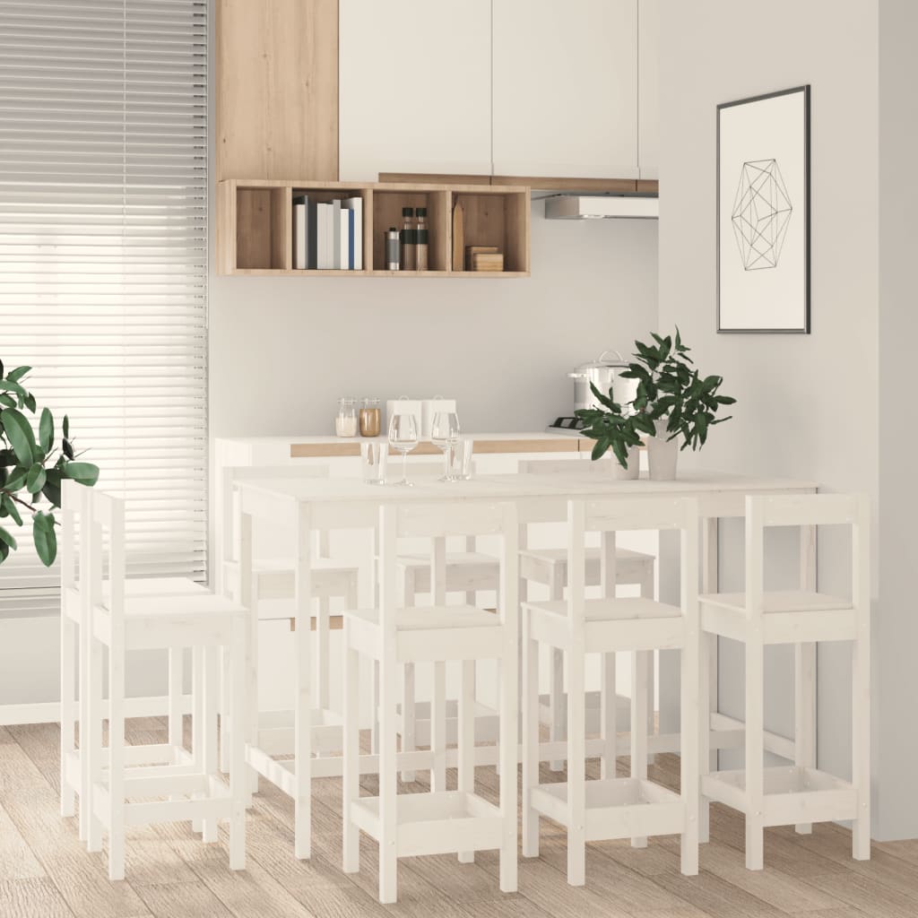 Barsett 9 deler hvit heltre furu vidaXL