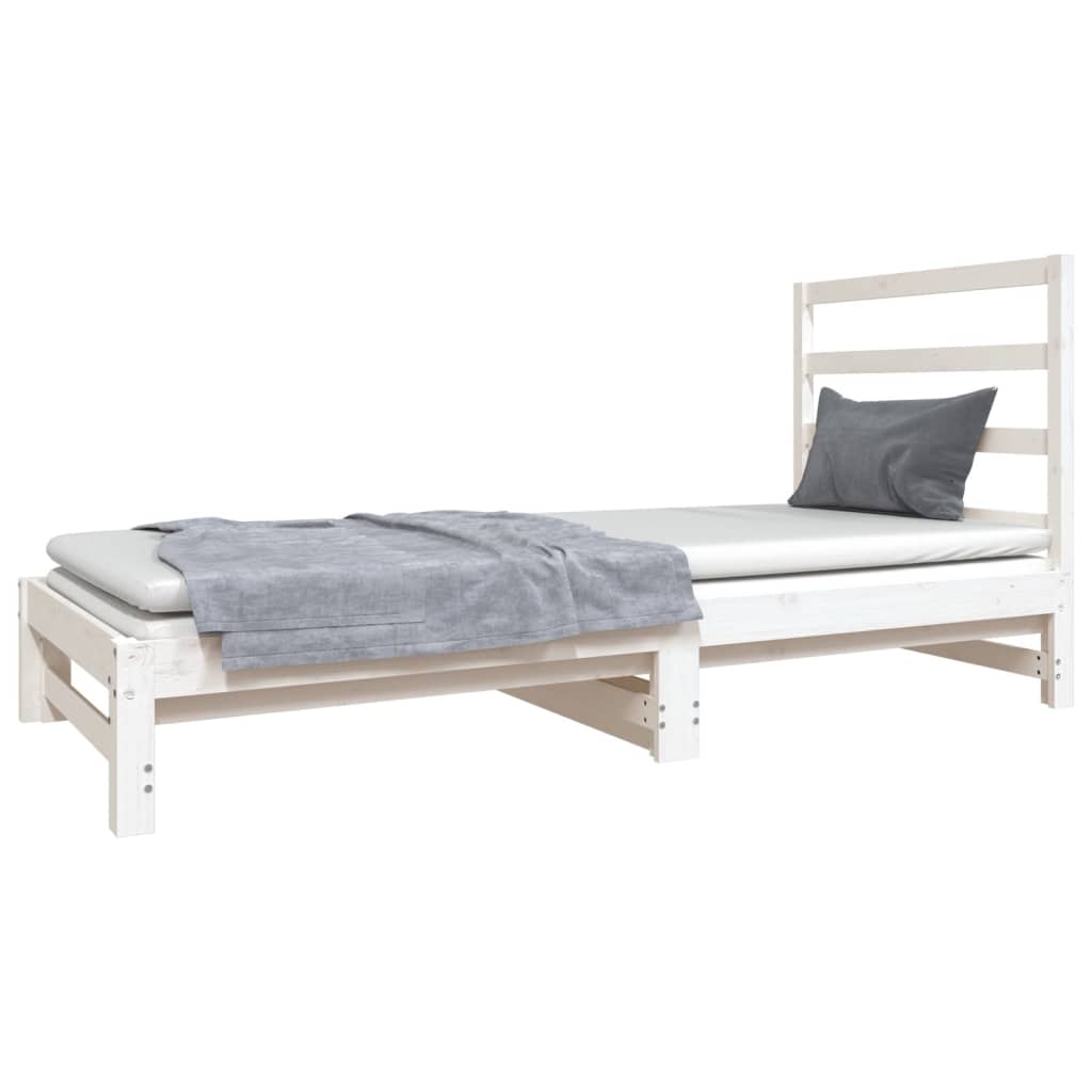 Uttrekkbar dagseng hvit 2x(90x190) cm heltre furu