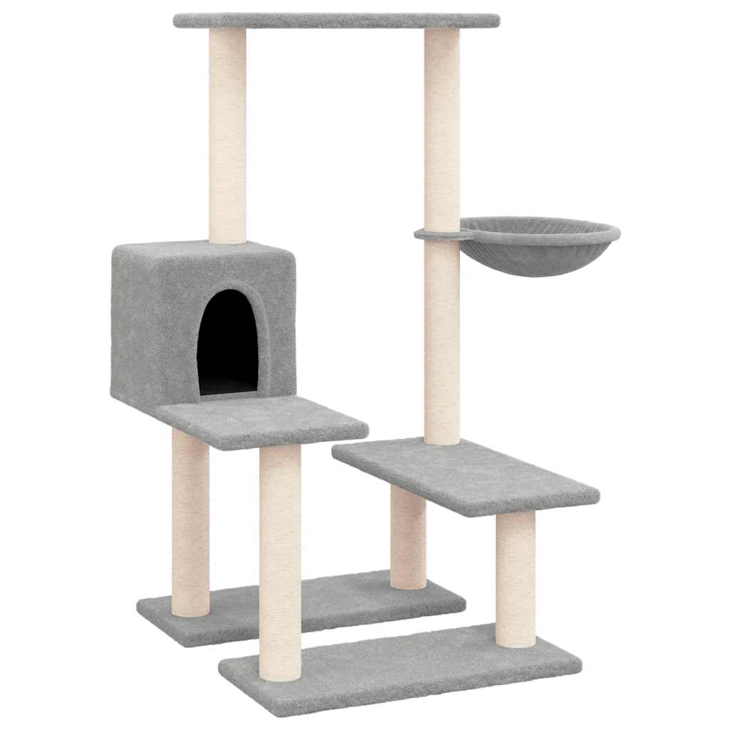 Kattetre med klorestolper i sisal lysegrå 94,5 cm