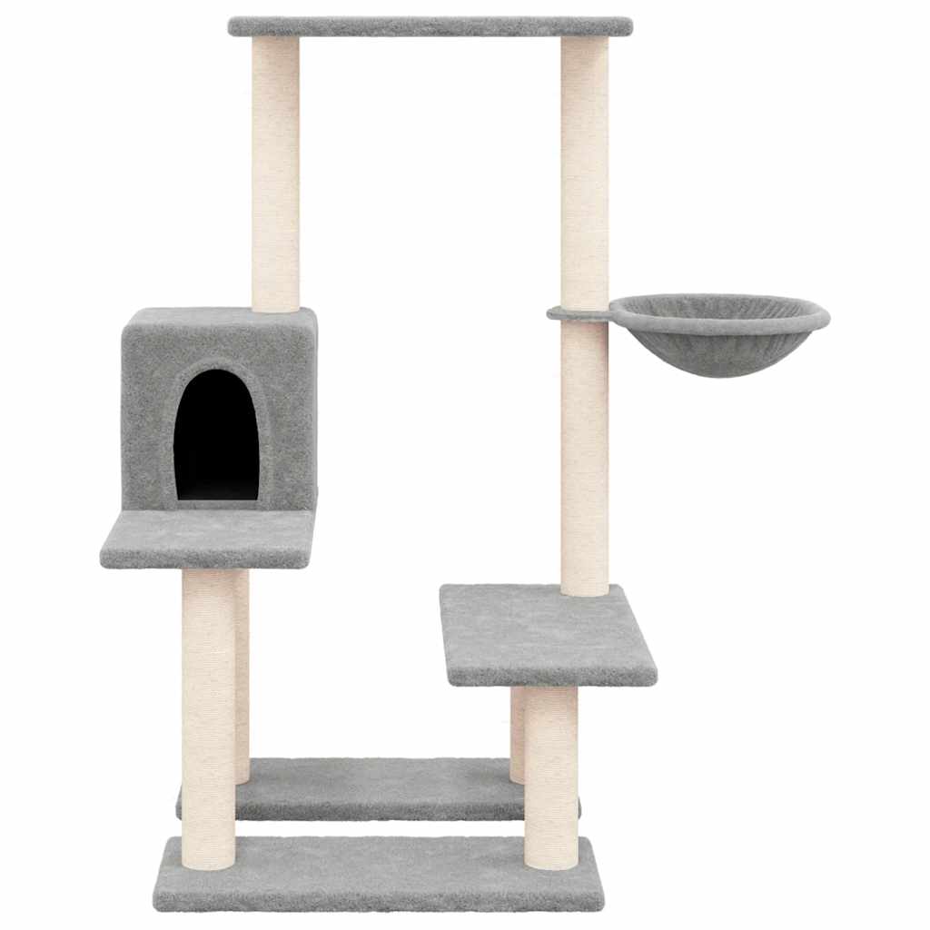 Kattetre med klorestolper i sisal lysegrå 94,5 cm