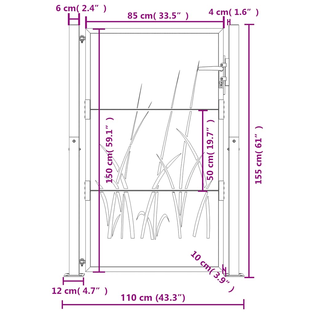 Hageport antrasitt 100x150 cm stålgressdesign