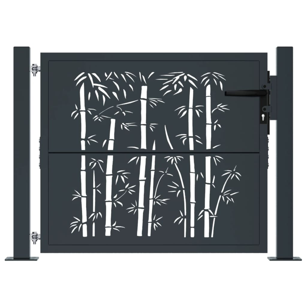 Hageport antrasitt 100x100 cm stål bambusdesign
