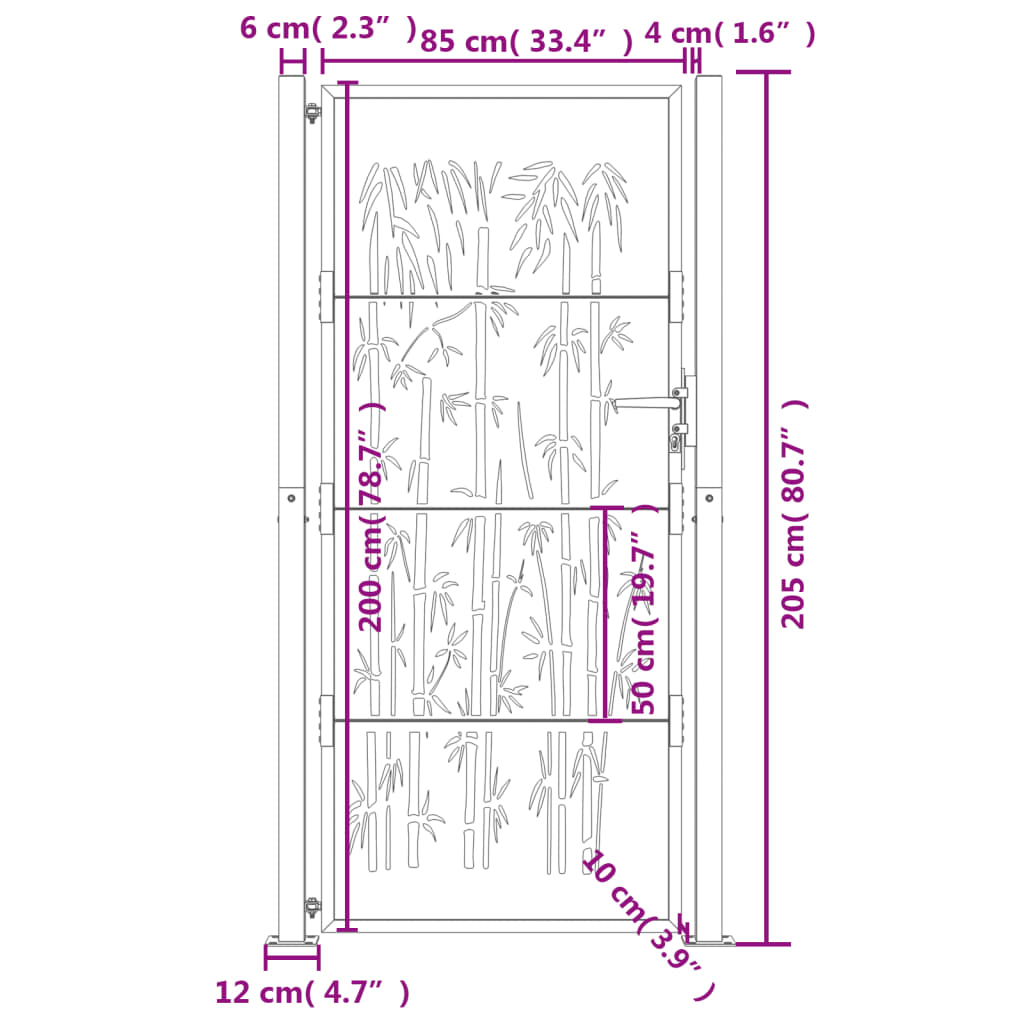 Hageport antrasitt 100x200 cm stål bambusdesign