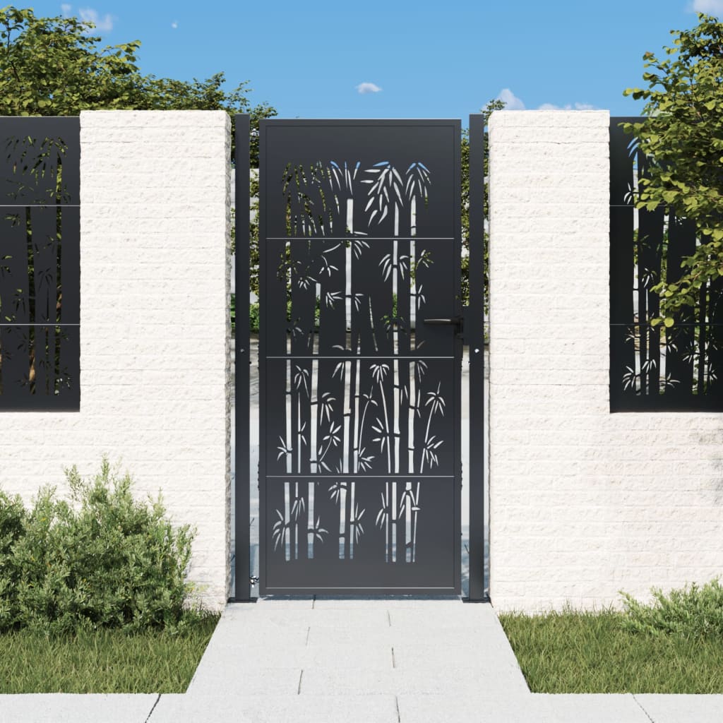 Hageport antrasitt 100x200 cm stål bambusdesign