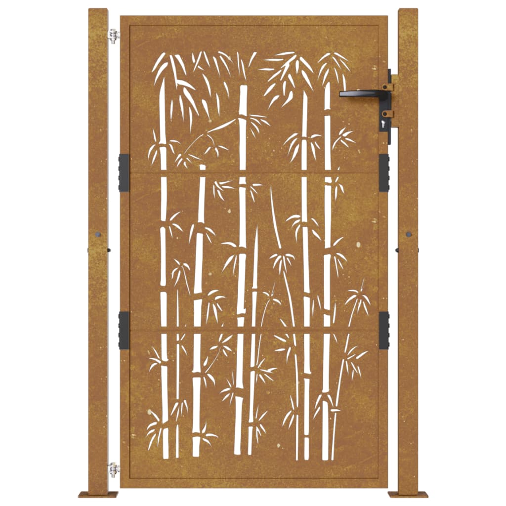 Hageport 100x125 cm cortenstål bambusdesign