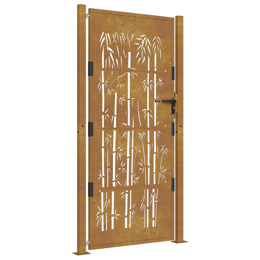 Hageport 100x200 cm cortenstål bambusdesign