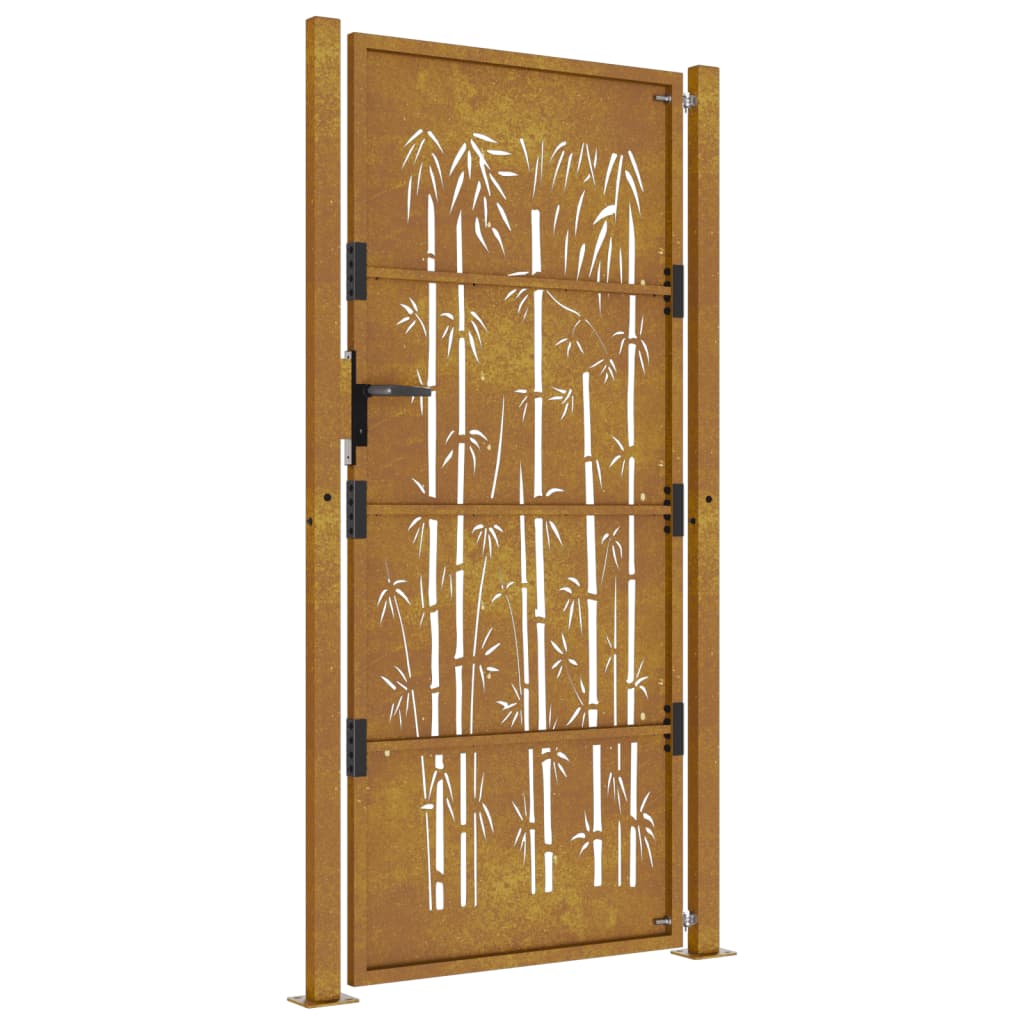 Hageport 100x200 cm cortenstål bambusdesign