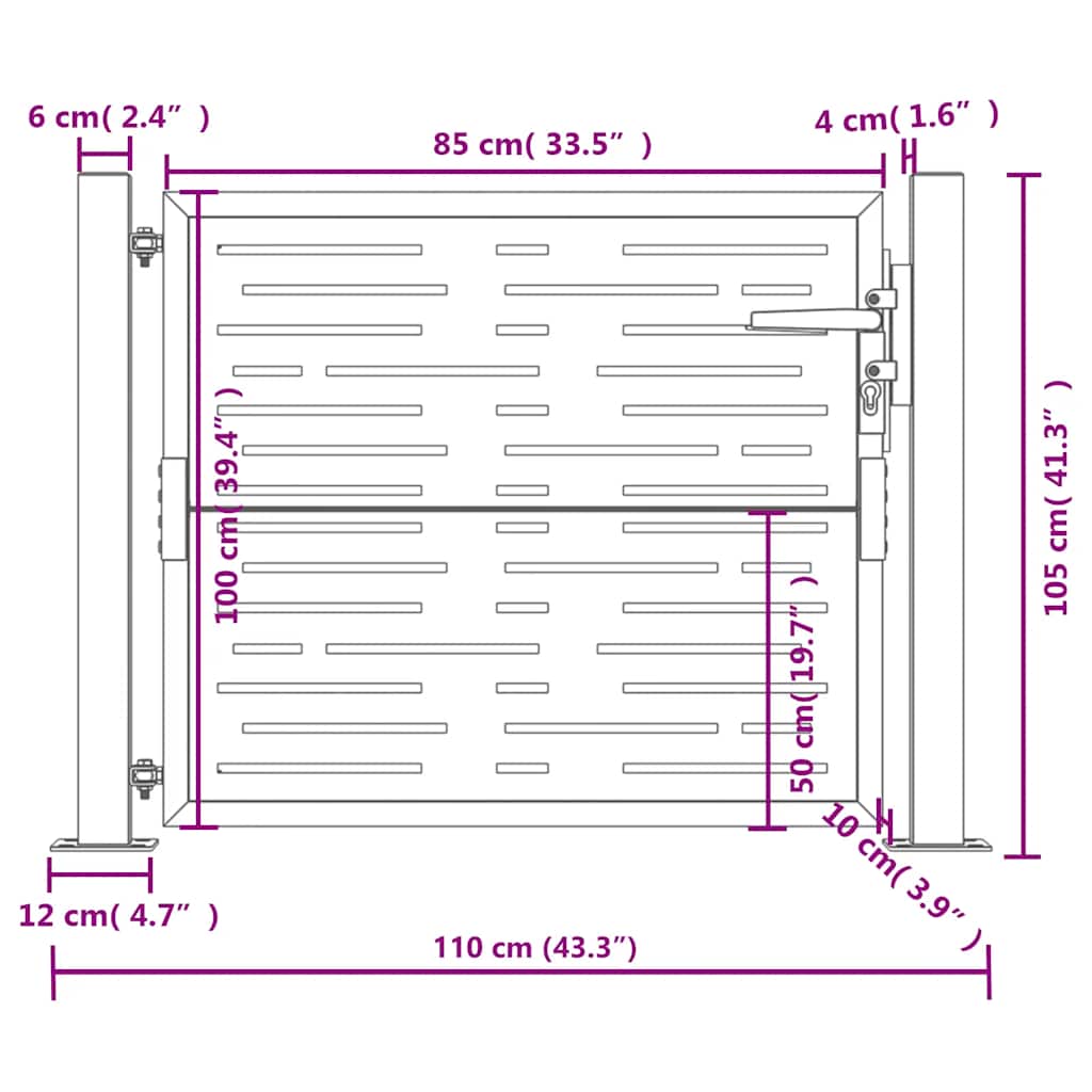 Hageport antrasitt 100x100 cm stål firkantet design
