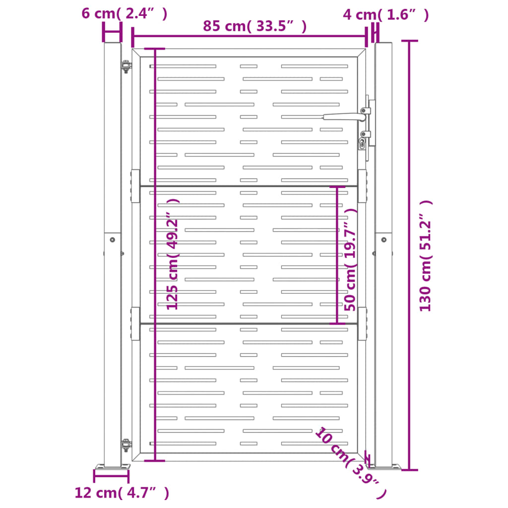 Hageport antrasitt 100x125 cm stål firkantet design