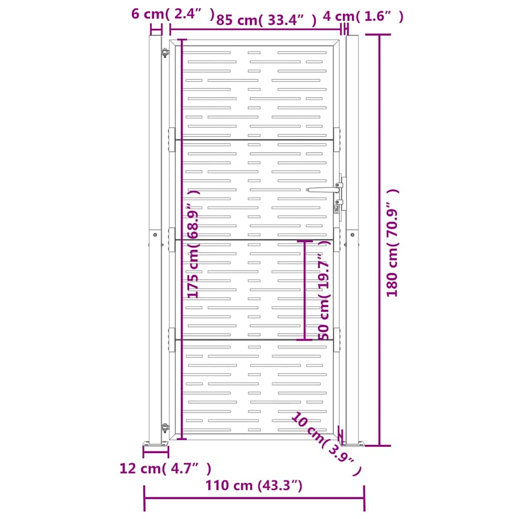 Hageport antrasitt 100x175 cm stål firkantet design
