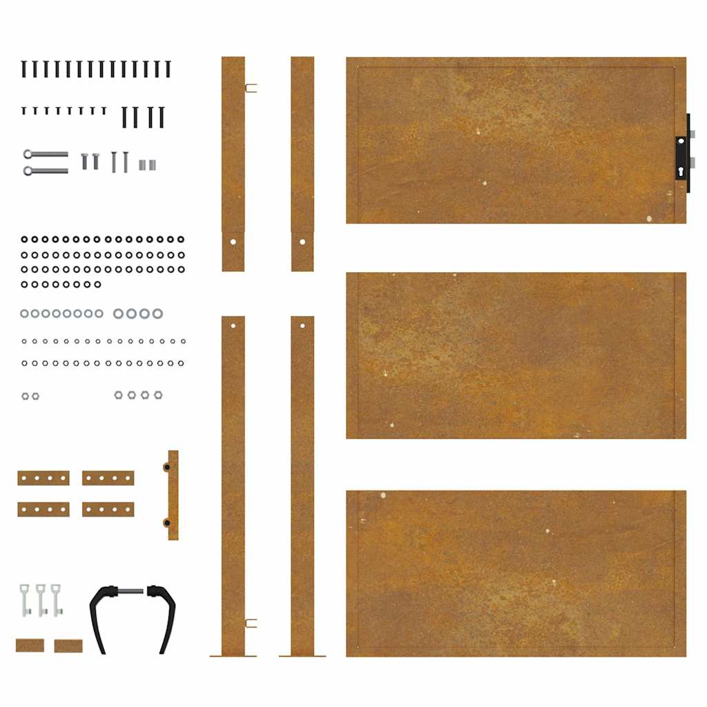 Hageport 100x125 cm cortenstål