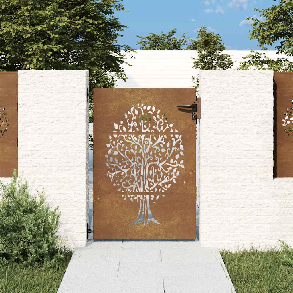 Hageport 85x150 cm cortenstål tredesign