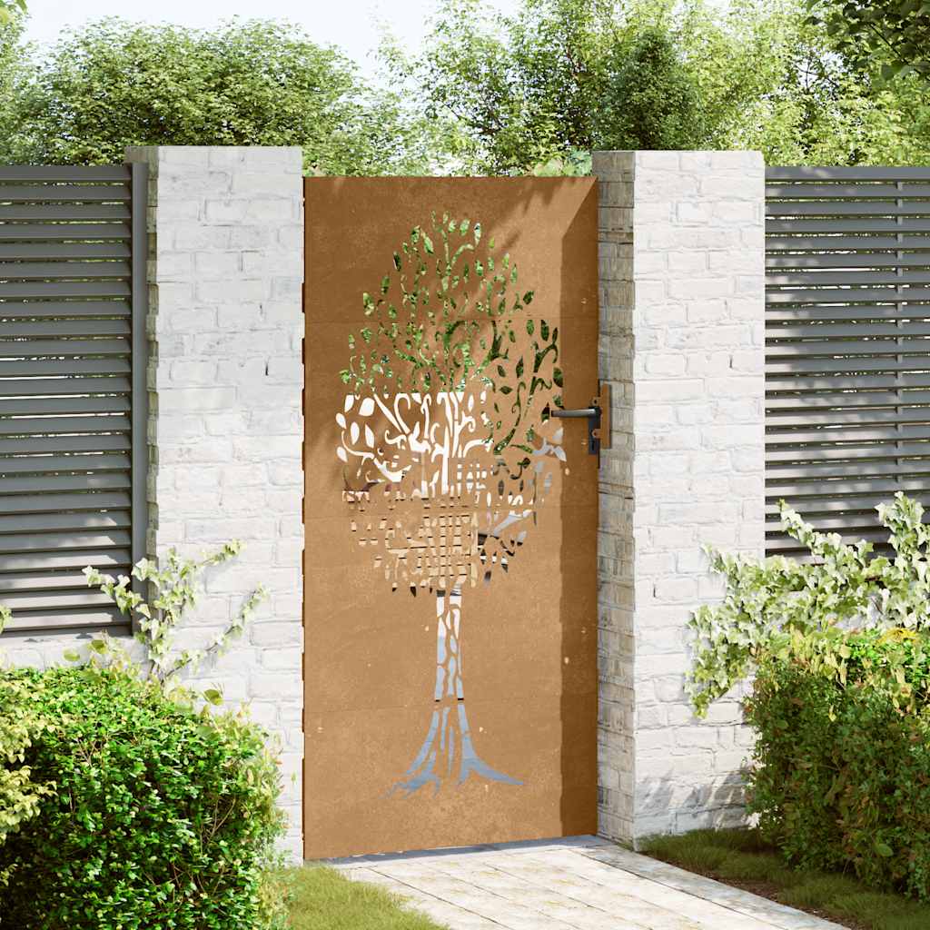 Hageport 85x175 cm cortenstål tredesign