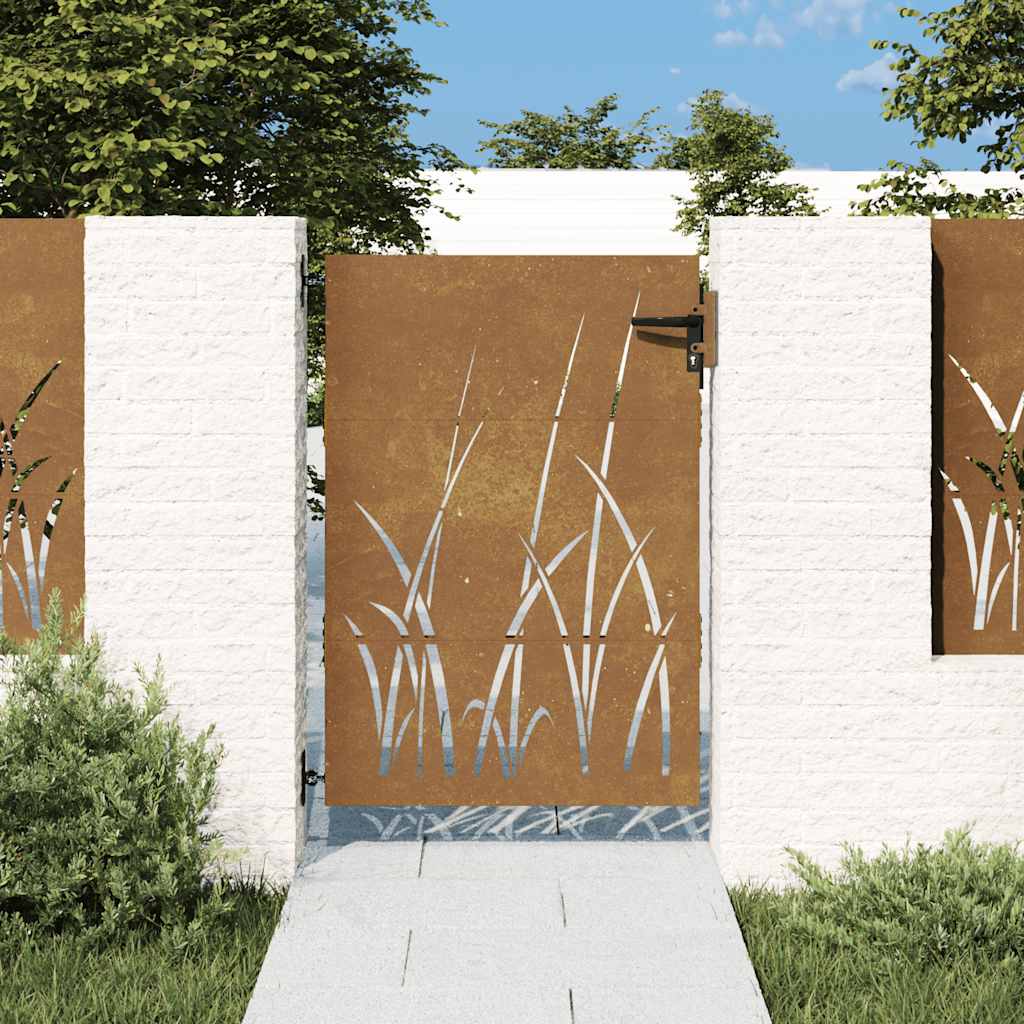 Hageport 85x125 cm cortenstål gressdesign