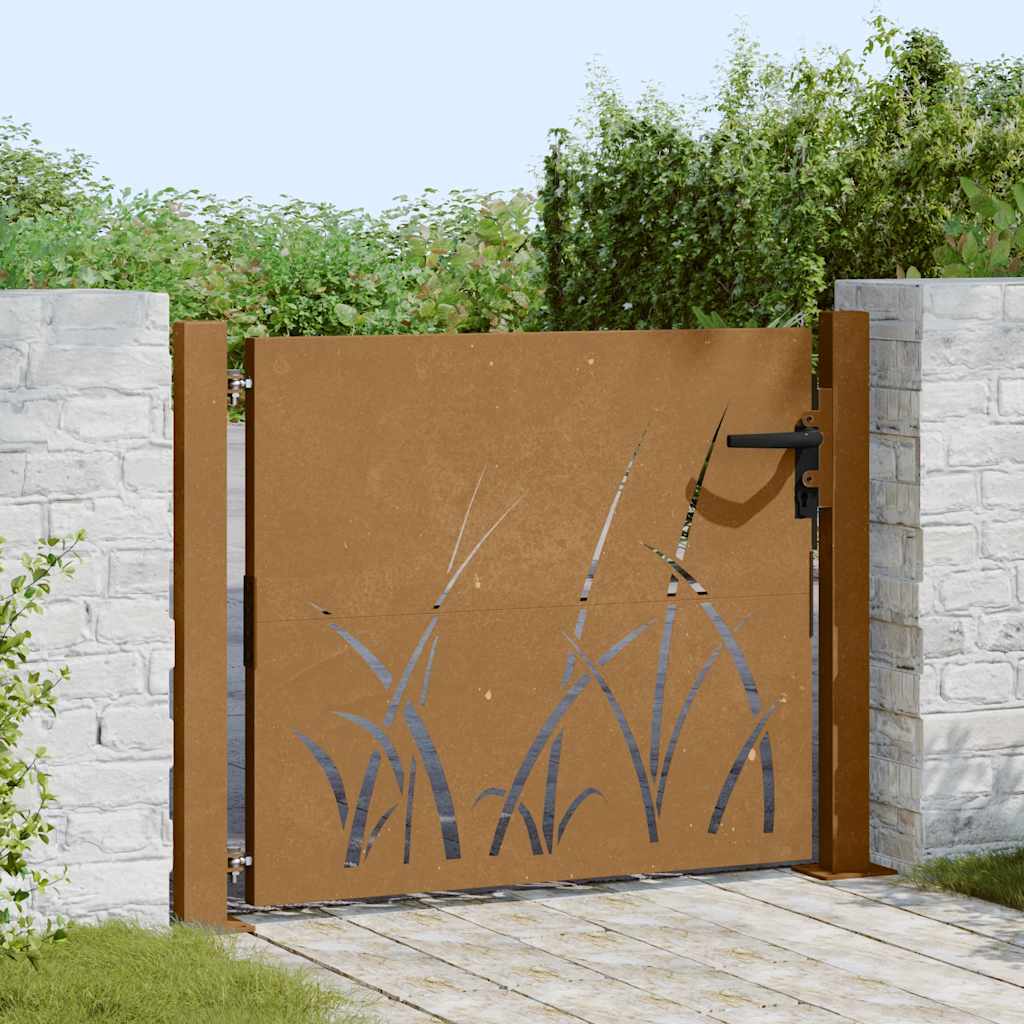 Hageport 100x100 cm cortenstål gressdesign