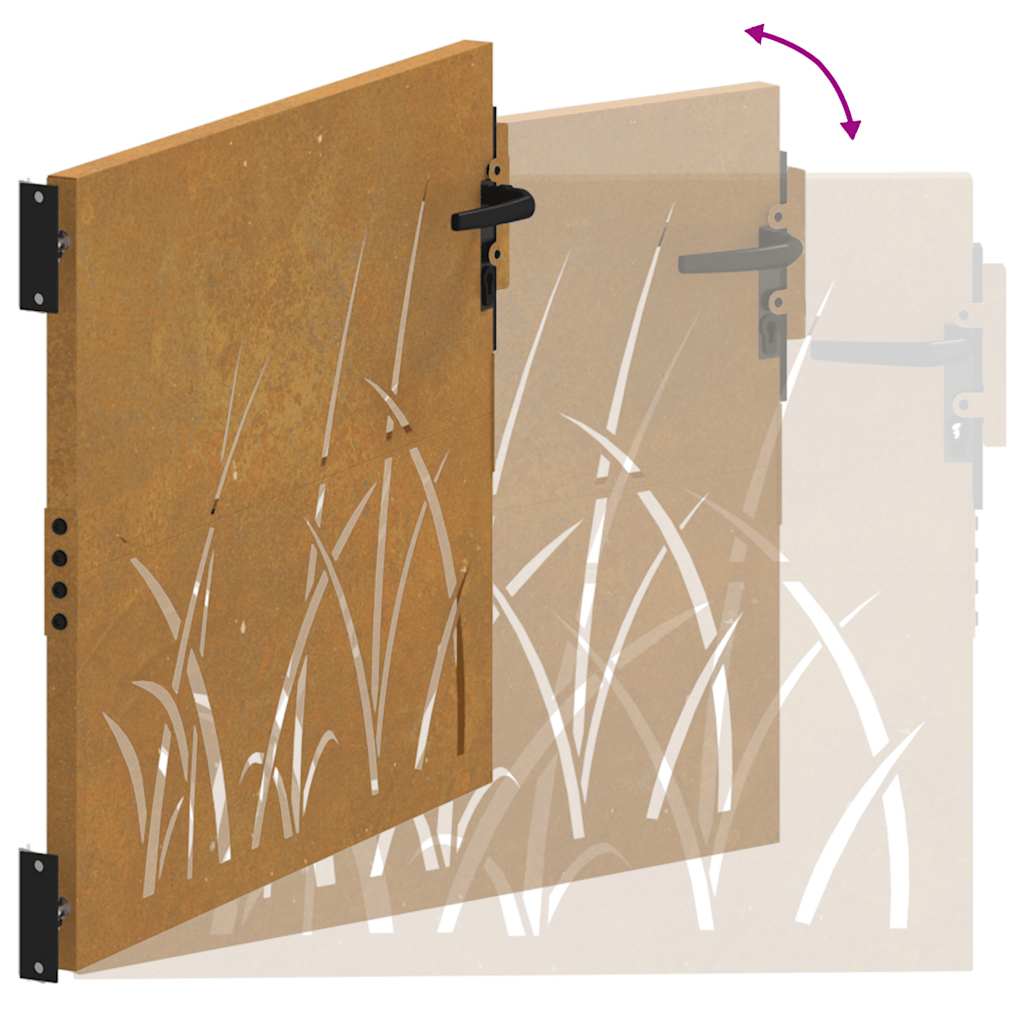 Hageport 100x100 cm cortenstål gressdesign