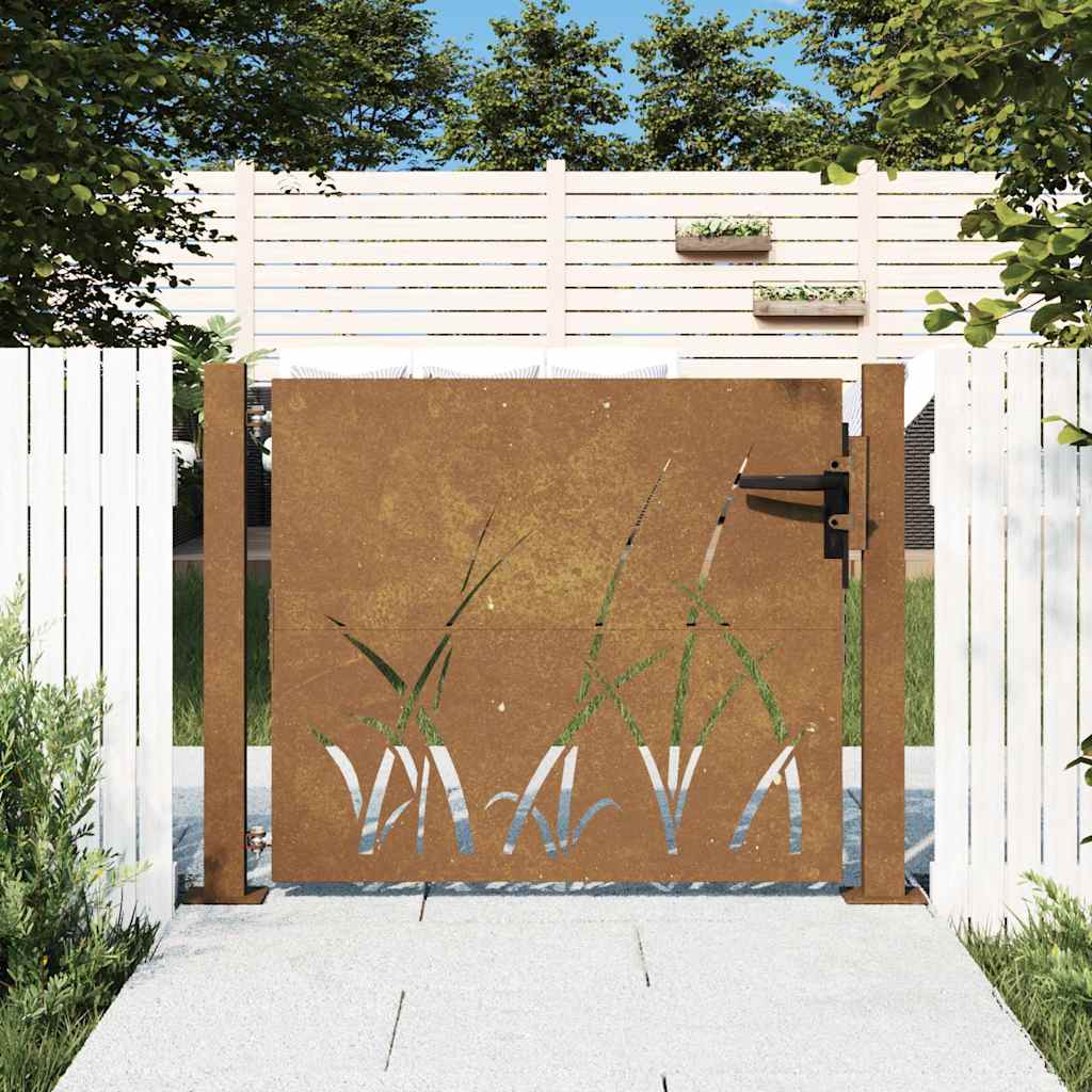 Hageport 100x100 cm cortenstål gressdesign