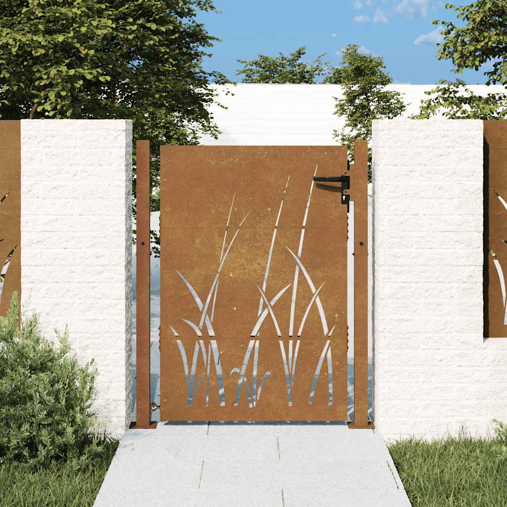 Hageport 100x150 cm cortenstål gressdesign