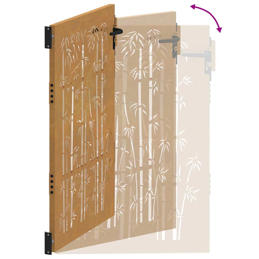 Hageport 100x125 cm cortenstål bambusdesign