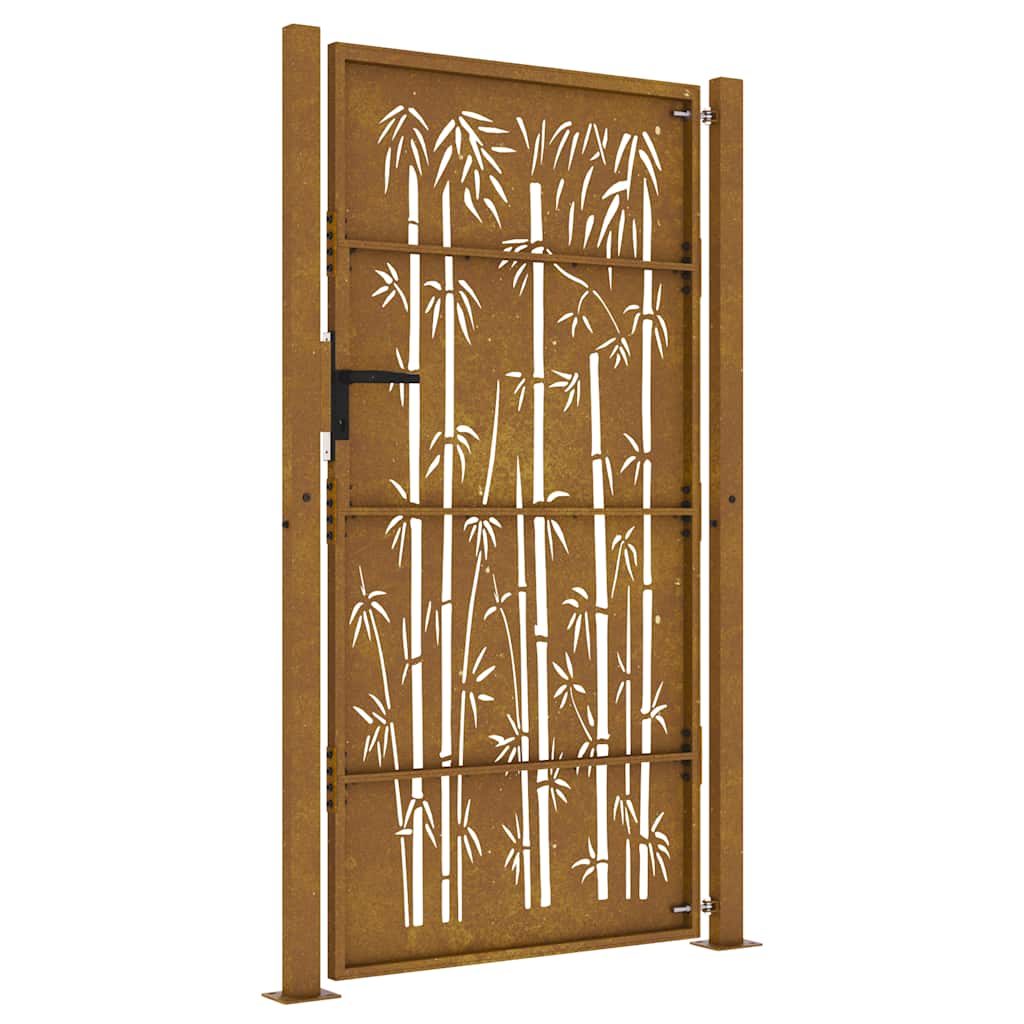 Hageport 100x200 cm cortenstål bambusdesign