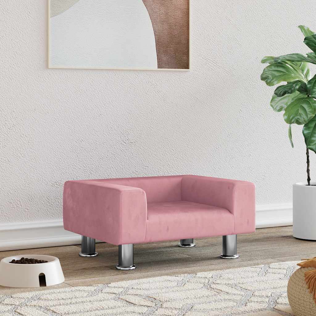 Hundeseng rosa 50x40x26,5 cm fløyel
