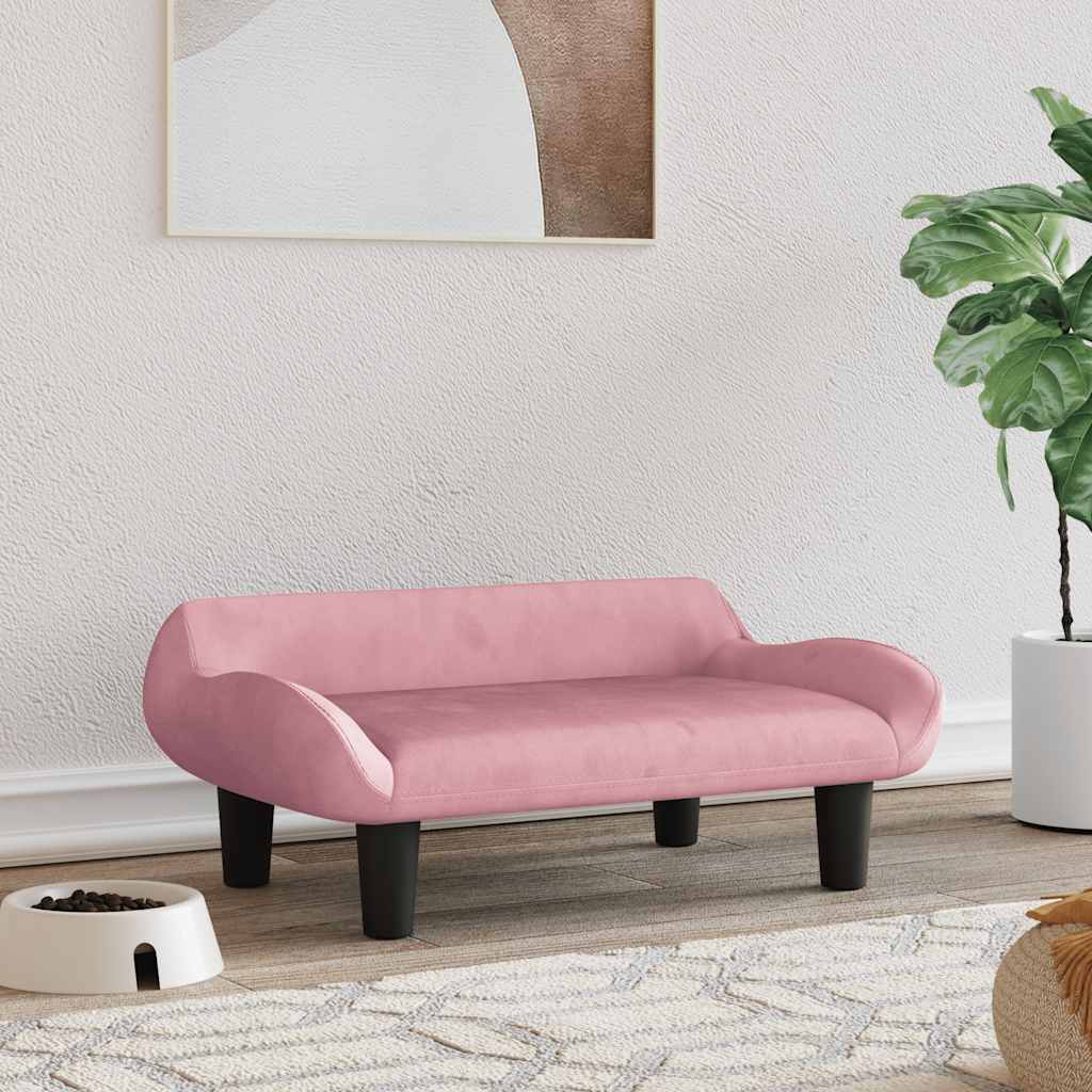 Hundeseng rosa 70x40x24 cm fløyel
