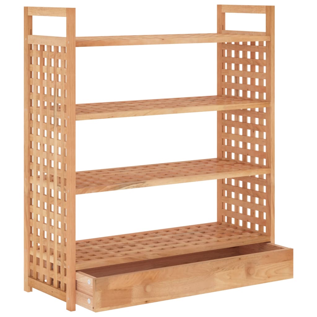 Skohylle med skuff 70x27x81 cm heltre valnøtt