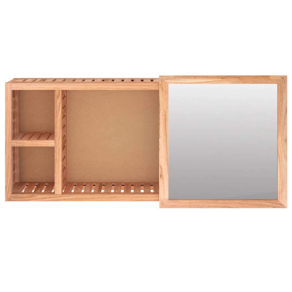 Speilskap 80x17x34 cm heltre valnøtt