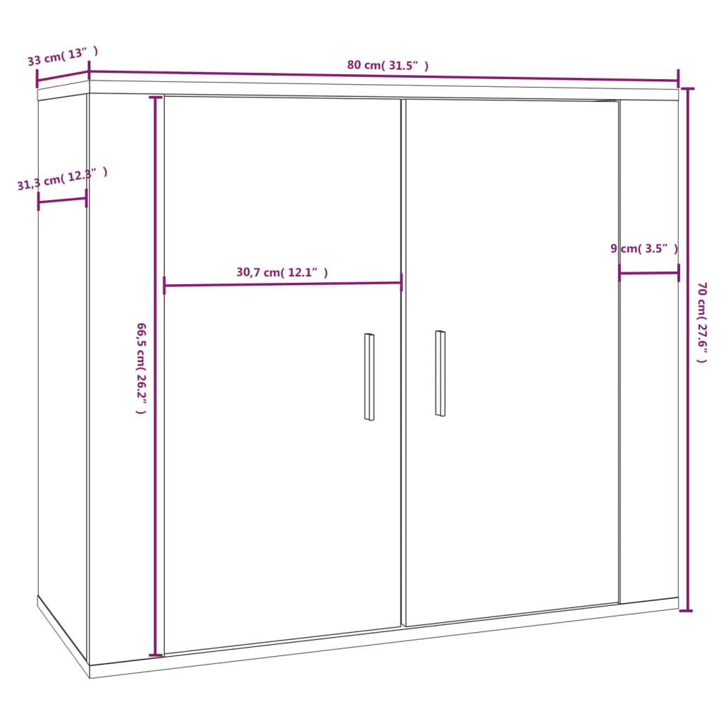 Skjenk betonggrå 80x33x70 cm konstruert tre vidaXL