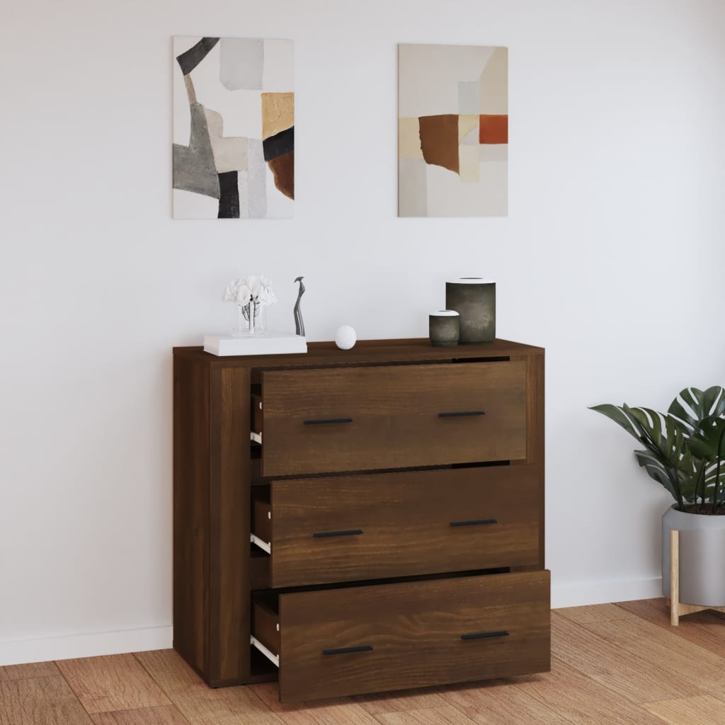 Skjenk brun eik 80x33x70 cm konstruert tre