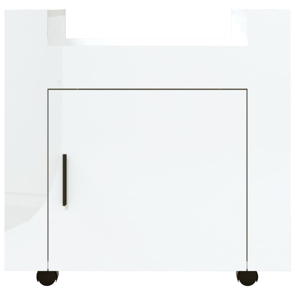 Tralle til skrivebord høyglans hvit 60x45x60 cm konstruert tre