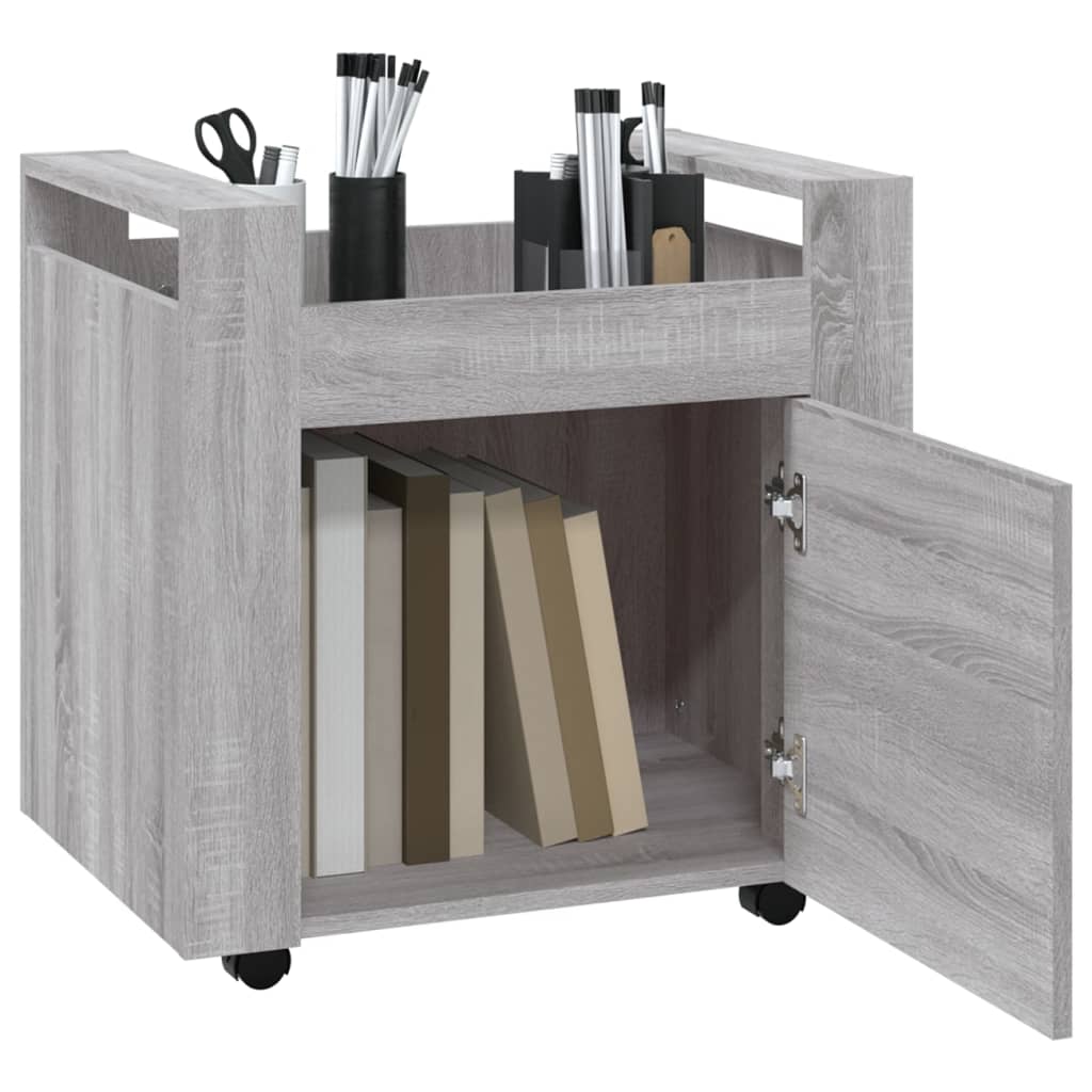 Tralle til skrivebord grå eik 60x45x60 cm konstruert tre