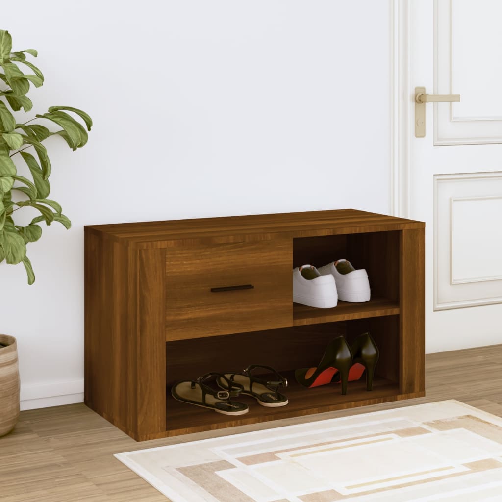 Skoskap brun eik 80x35x45 cm konstruert tre
