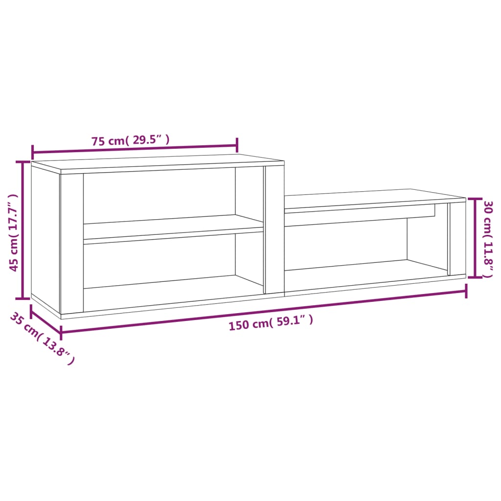 Skoskap svart 150x35x45 cm konstruert tre vidaXL